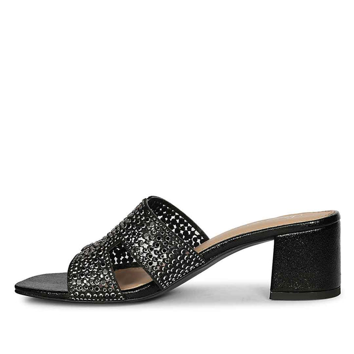 Saint  Black Leather Block Heels