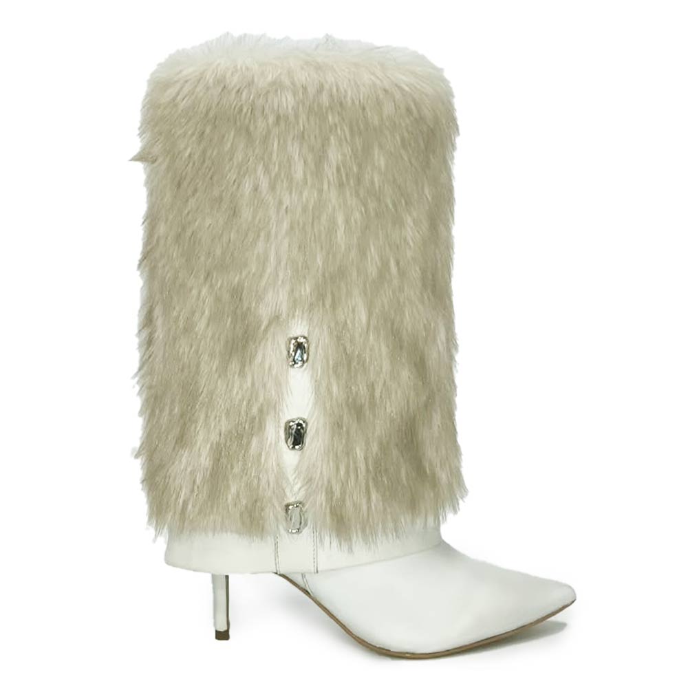 Saint Cloud Fur Cuff Leather Calf Boots