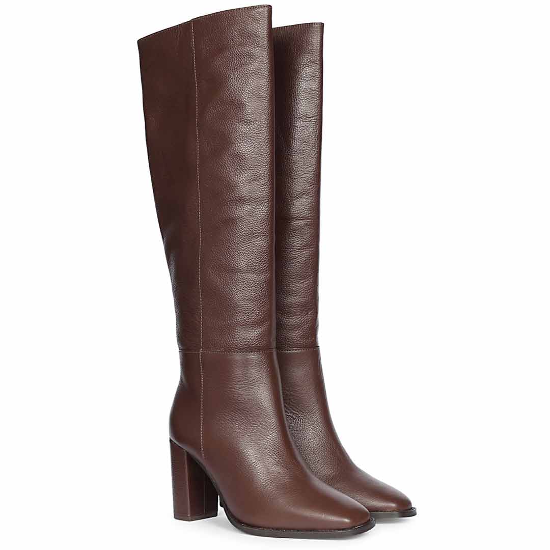 Saint Lia Brown Leather Knee High Slouch Boots