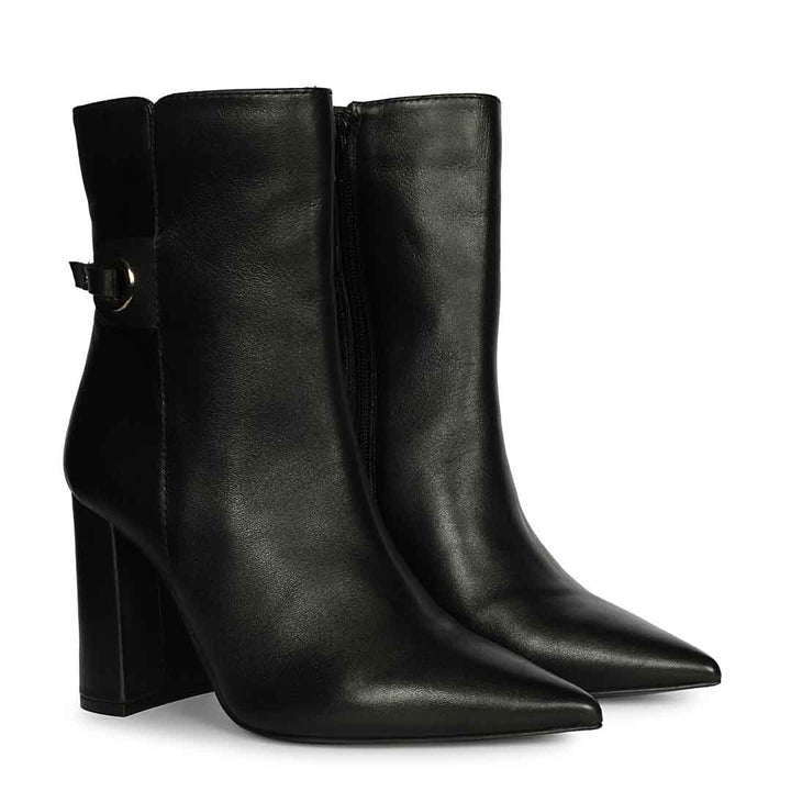 Saint Lana Golden Ring Black Leather High Ankle