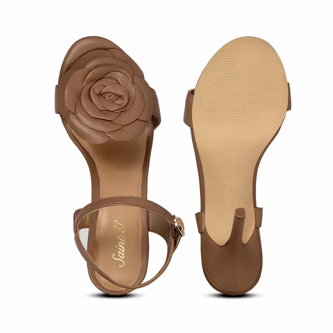 Saint Veronique Flower Embellished Cuoio Leather Stilettos