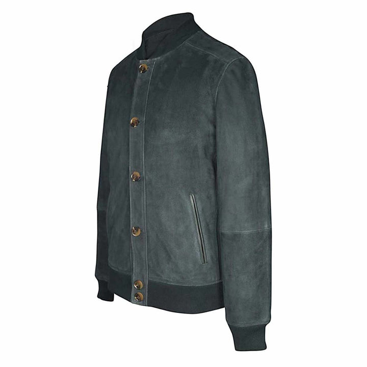 Saint Carlo Green Suede Bomber Jacket