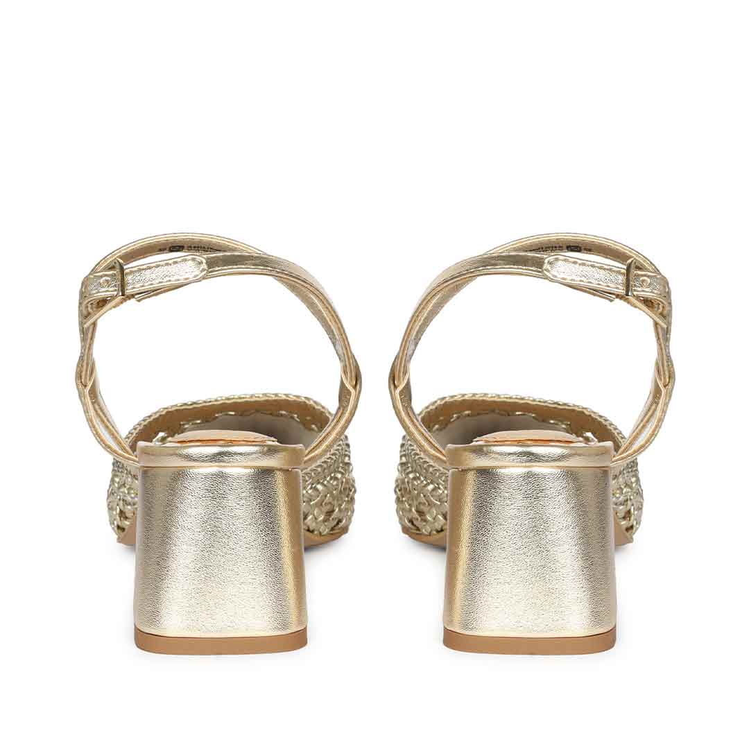 Saint Cianna Platin Multi Hand-Woven Leather Block Heels