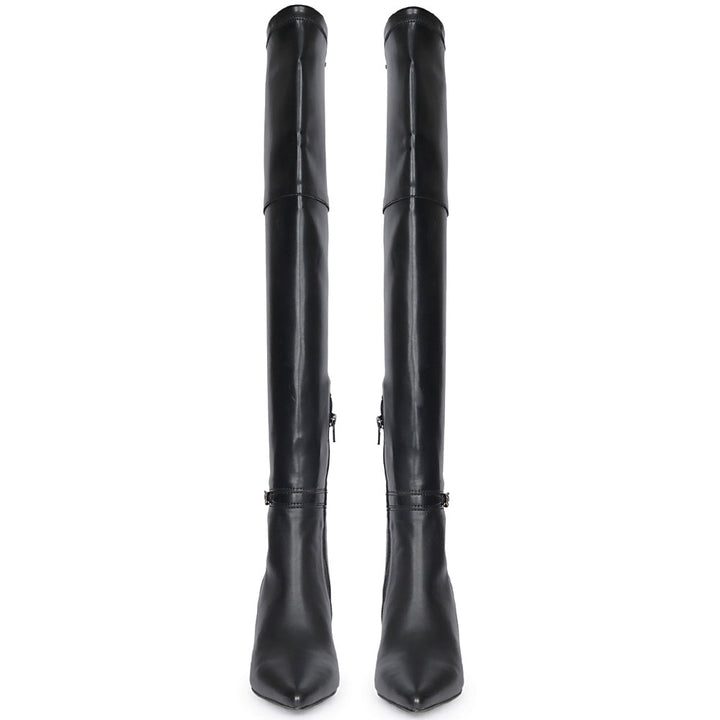 Saint Feline Chain Black Vegan Leather Over-the-Knee Boots