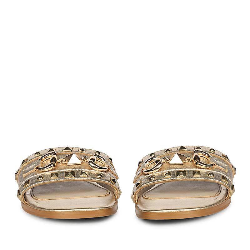 Saint Wrenley Studded Platin Suede Leather Slides