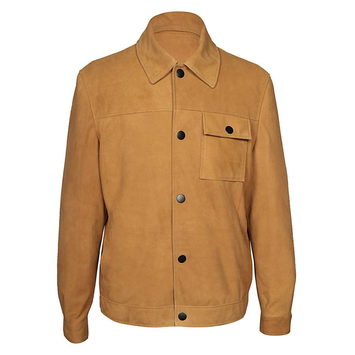 Saint Max Sand Suede Leather Men's Jacket With Collars