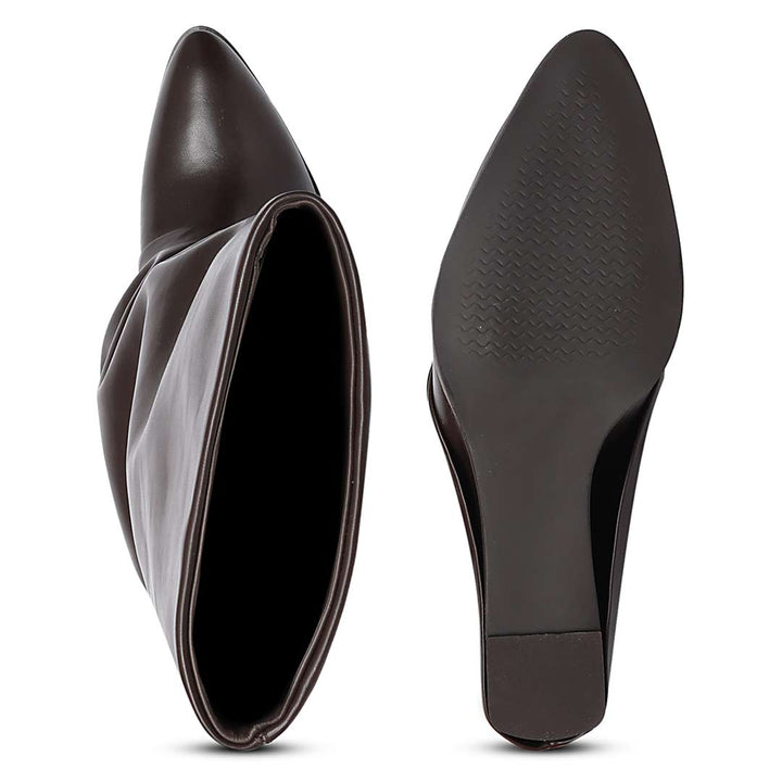 Saint Brown Leather Wedge Long Boots