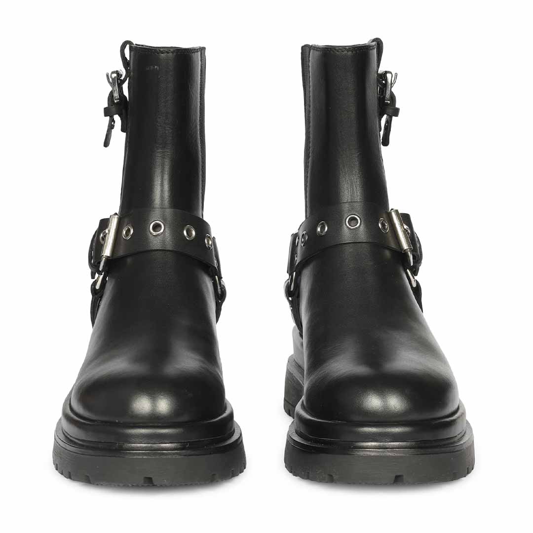 Saint Allison Black Leather High Ankle Boots