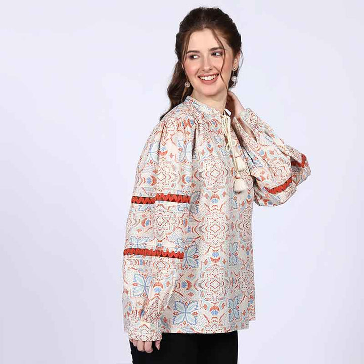 Saint Stella Ivory Multicolour Cotton Poplin Top