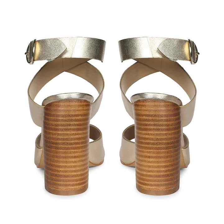 Saint Maelle Metallic Gold Leather Heels