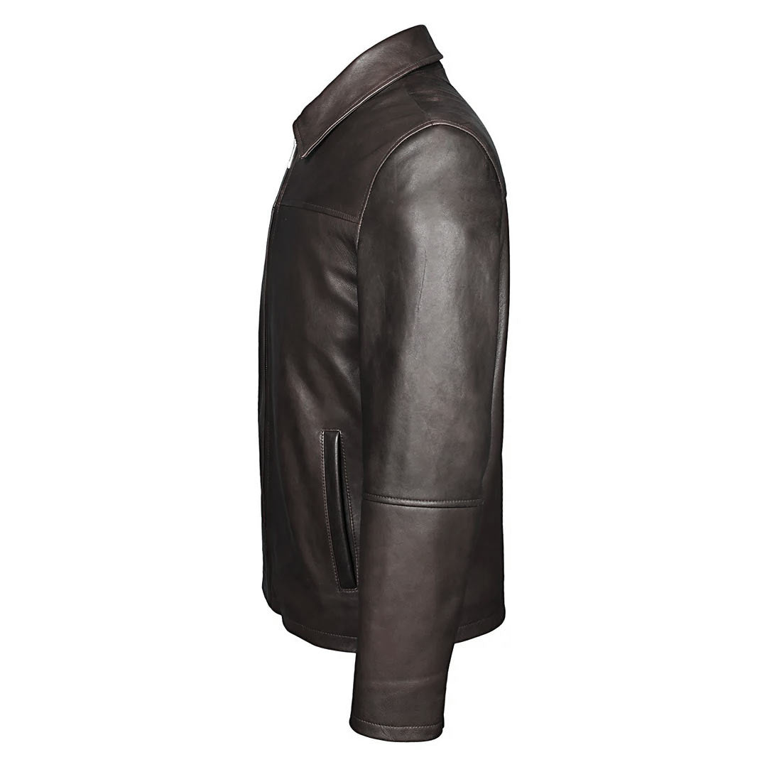 Saint Jory chocolate Leather Men's Jacket