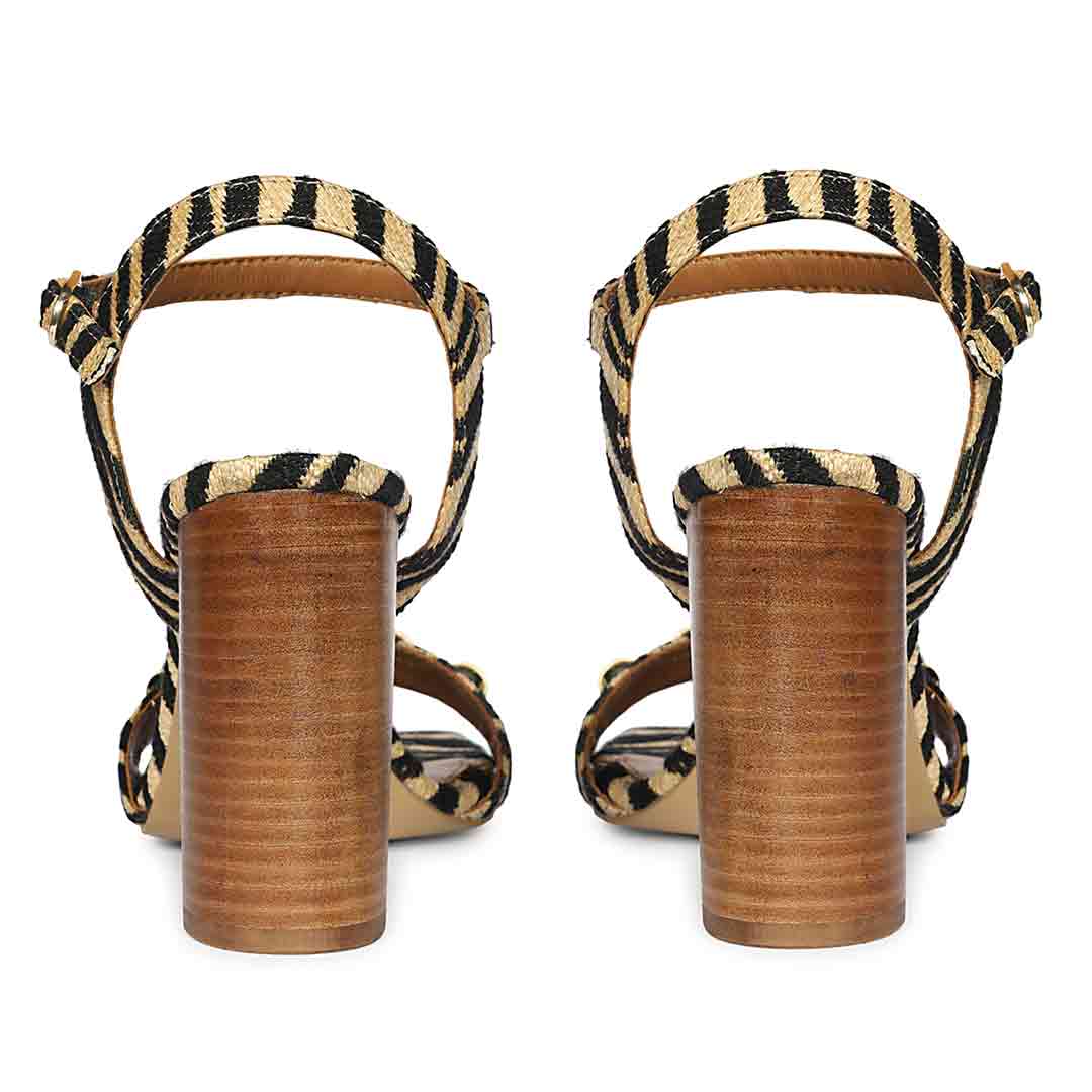 Saint Avery Beige Leopard Raffia High Block Heels