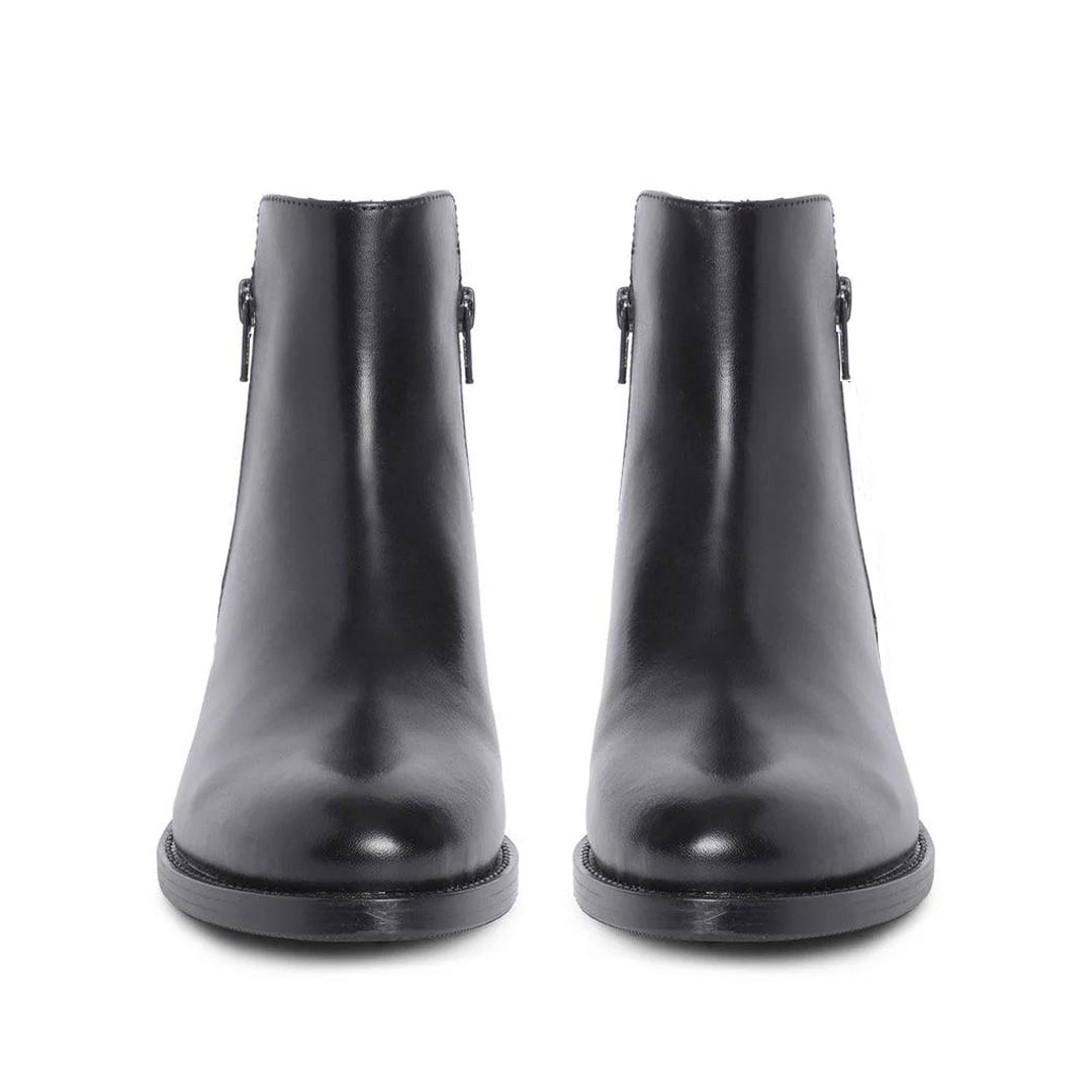 Saint Imelda Black Leather Handcrafted Side Zippers Ankle Boots