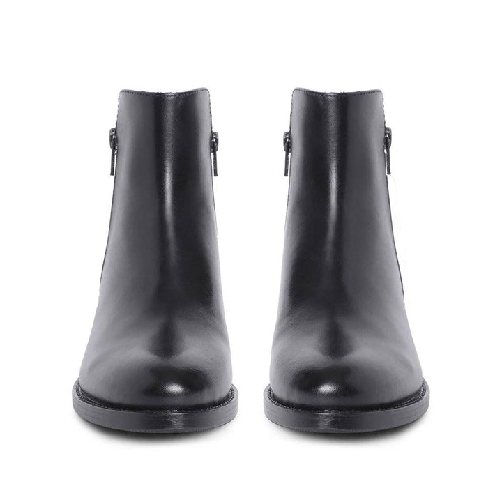 Saint Imelda Black Leather Handcrafted Side Zippers Ankle Boots