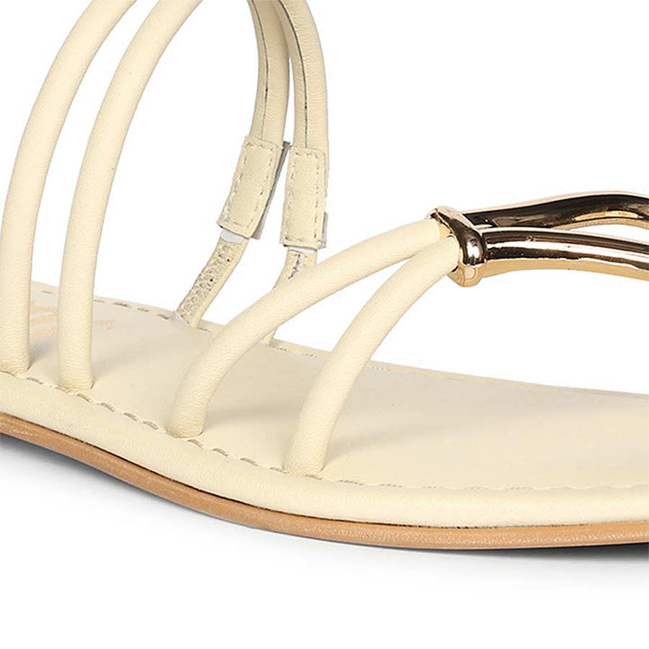 Saint Saura Off White Metal Trim Leather Flats
