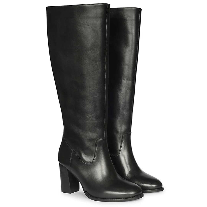 Saint Gillian Black Leather Knee High Long Boots