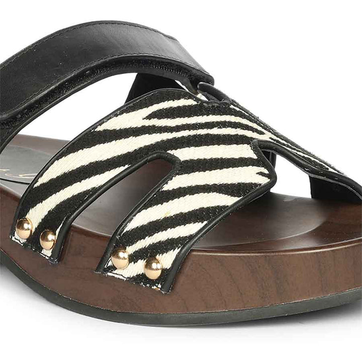 Saint Mikayla Black Leather Platform Sandals