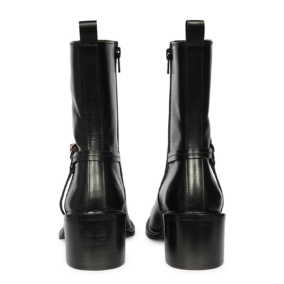 Saint Adele O- Ring Black Leather High Ankle Boots