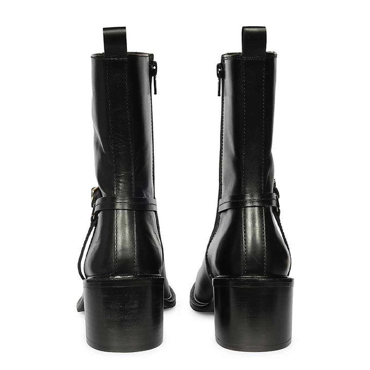 Saint Adele O- Ring Black Leather High Ankle Boots