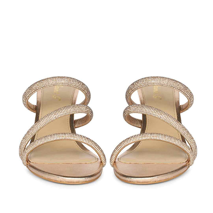 Saint Layla Crystal Cord Rose  Gold Leather Stilettos