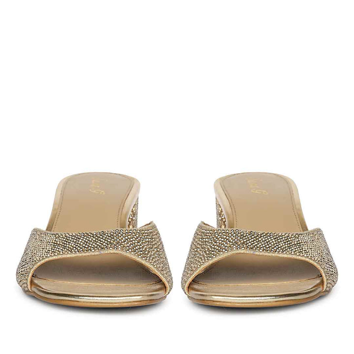 Saint Leslie Gold Crystal Heels