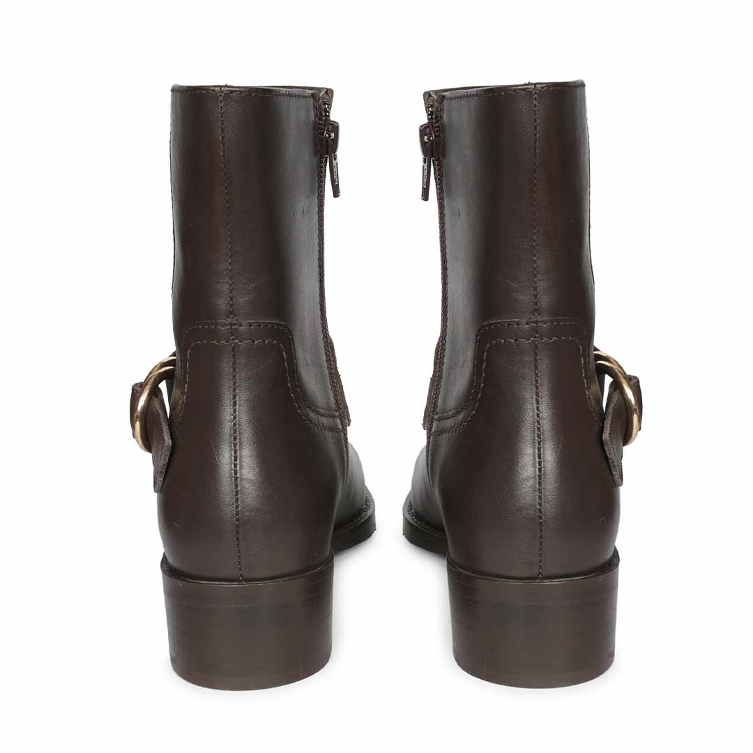 Saint Marina Brown Leather High Ankle Boots