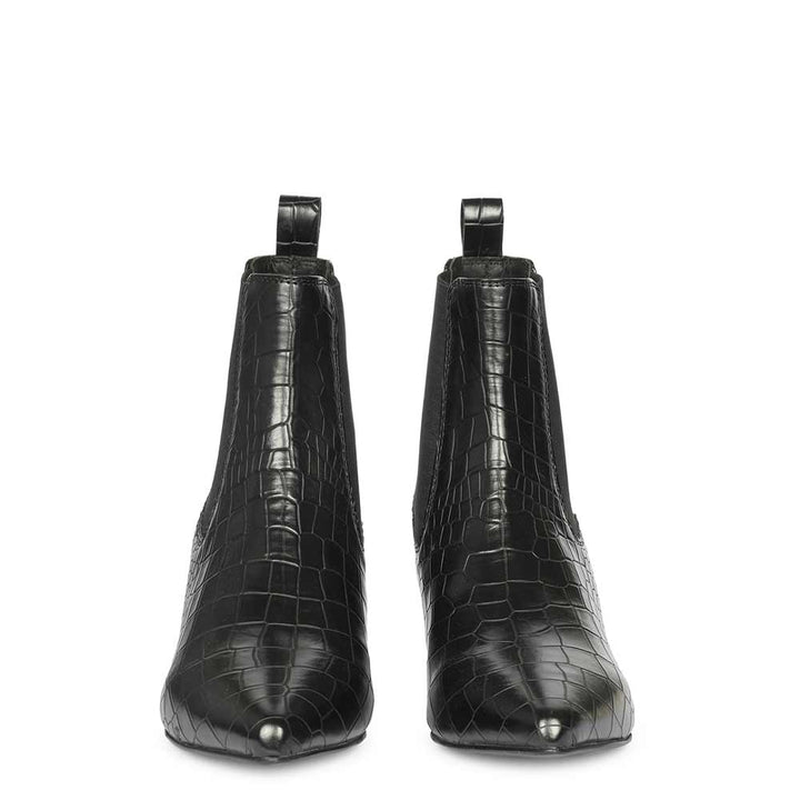 Saint Chloé Snake Black Leather Kitten Heel Ankle Boots