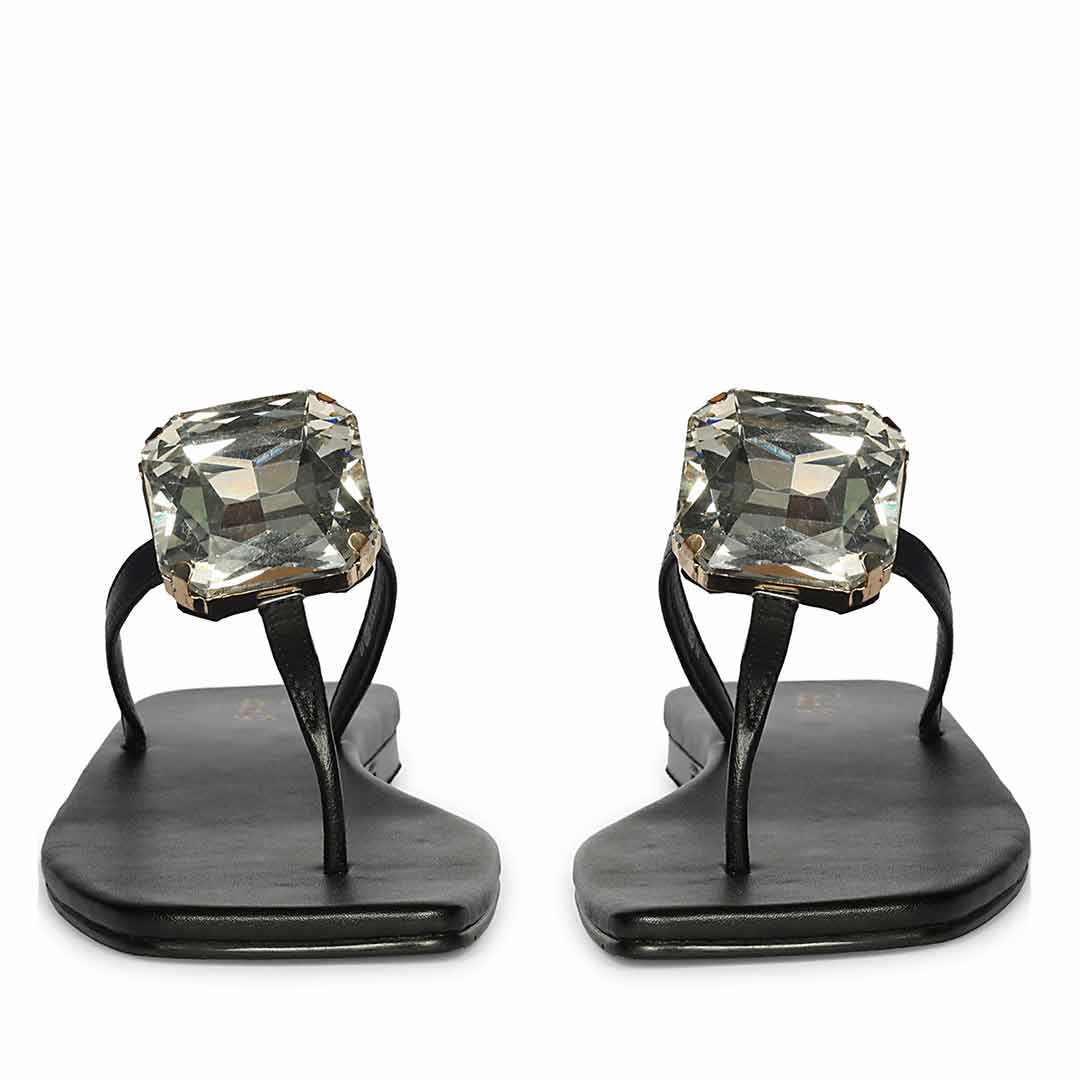 Saint Serena Luxe Black Leather Sandals