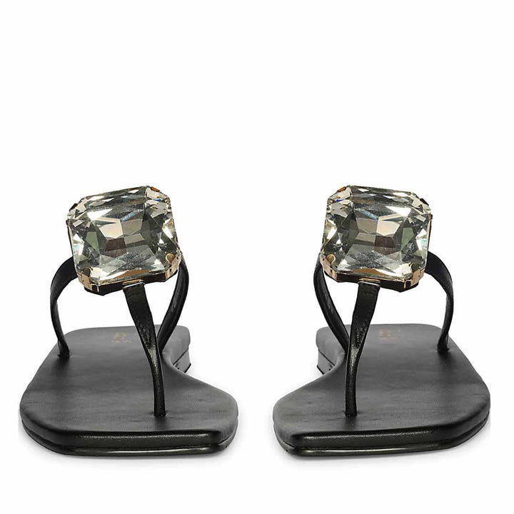 Saint Serena Luxe Black Leather Sandals