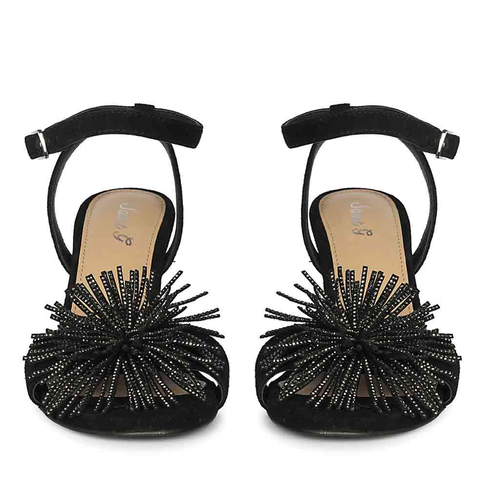 Saint Liora Black Suede Fringe Stilettos