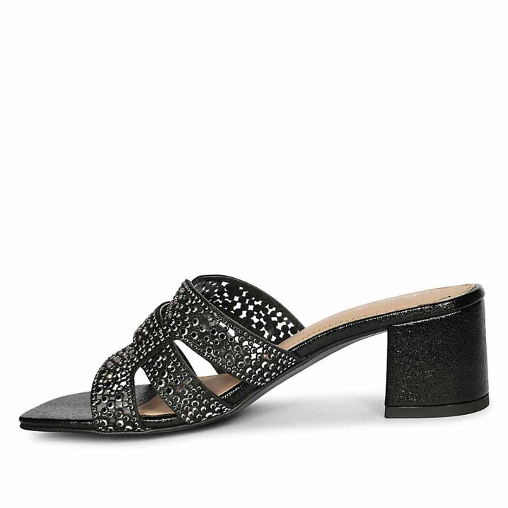 Saint Black Leather Block Heels