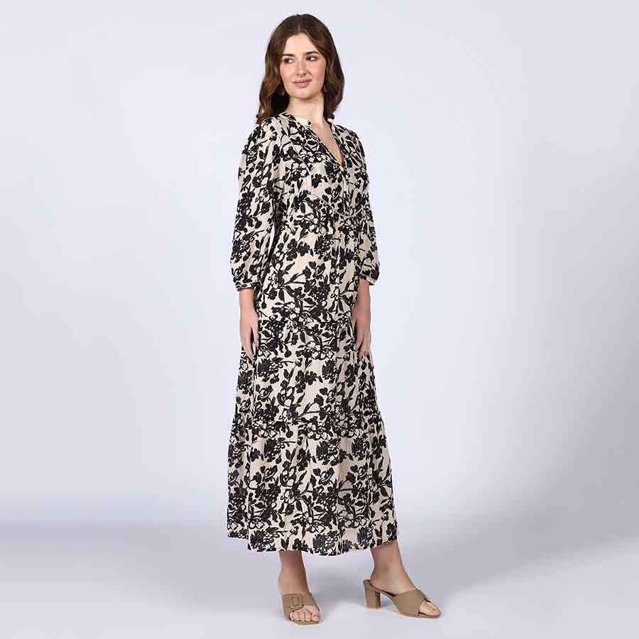 Saint Madison Ivory Floral Viscose Midi Dress