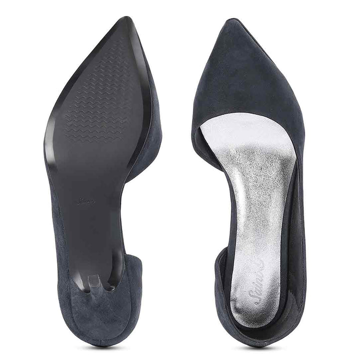 Saint Layla D’Orsay Cut Navy Suede Leather Pumps