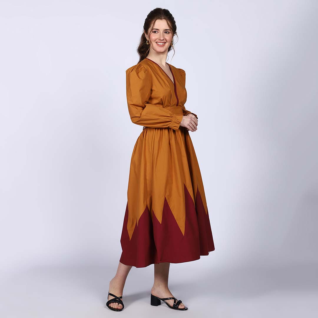 Saint Elodie V-Neck Yellow Cotton Poplin Maxi Dress
