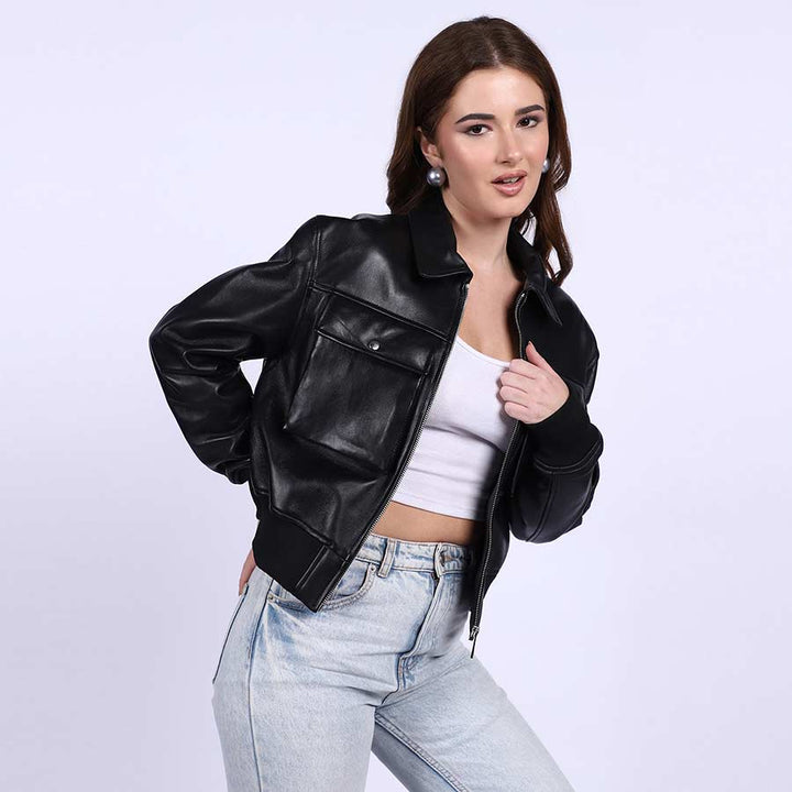 Saint Rosine Women Black Leather Jackets