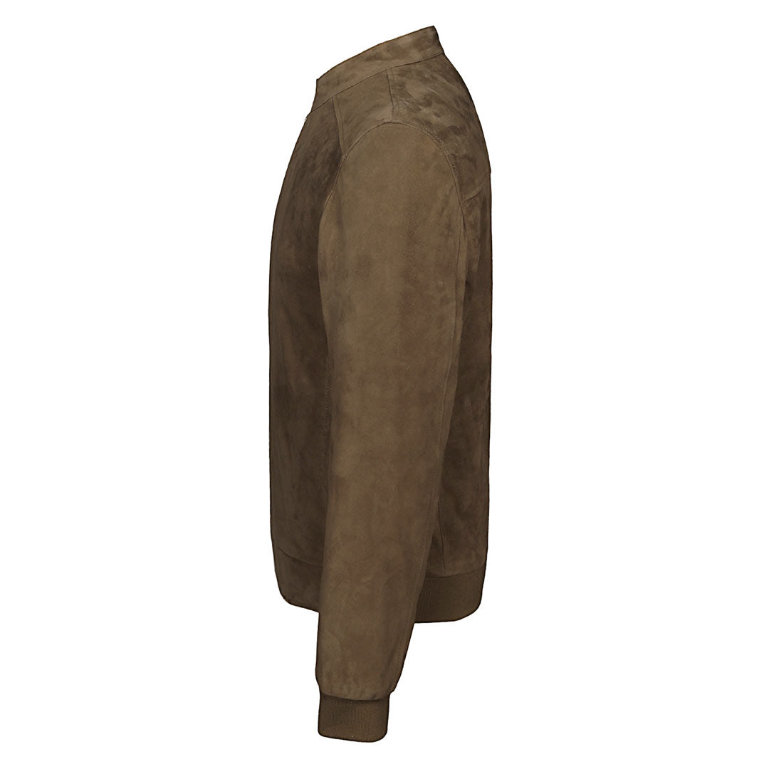 Saint Freya Olive Suede Leather Men's Bomber Style Jackets