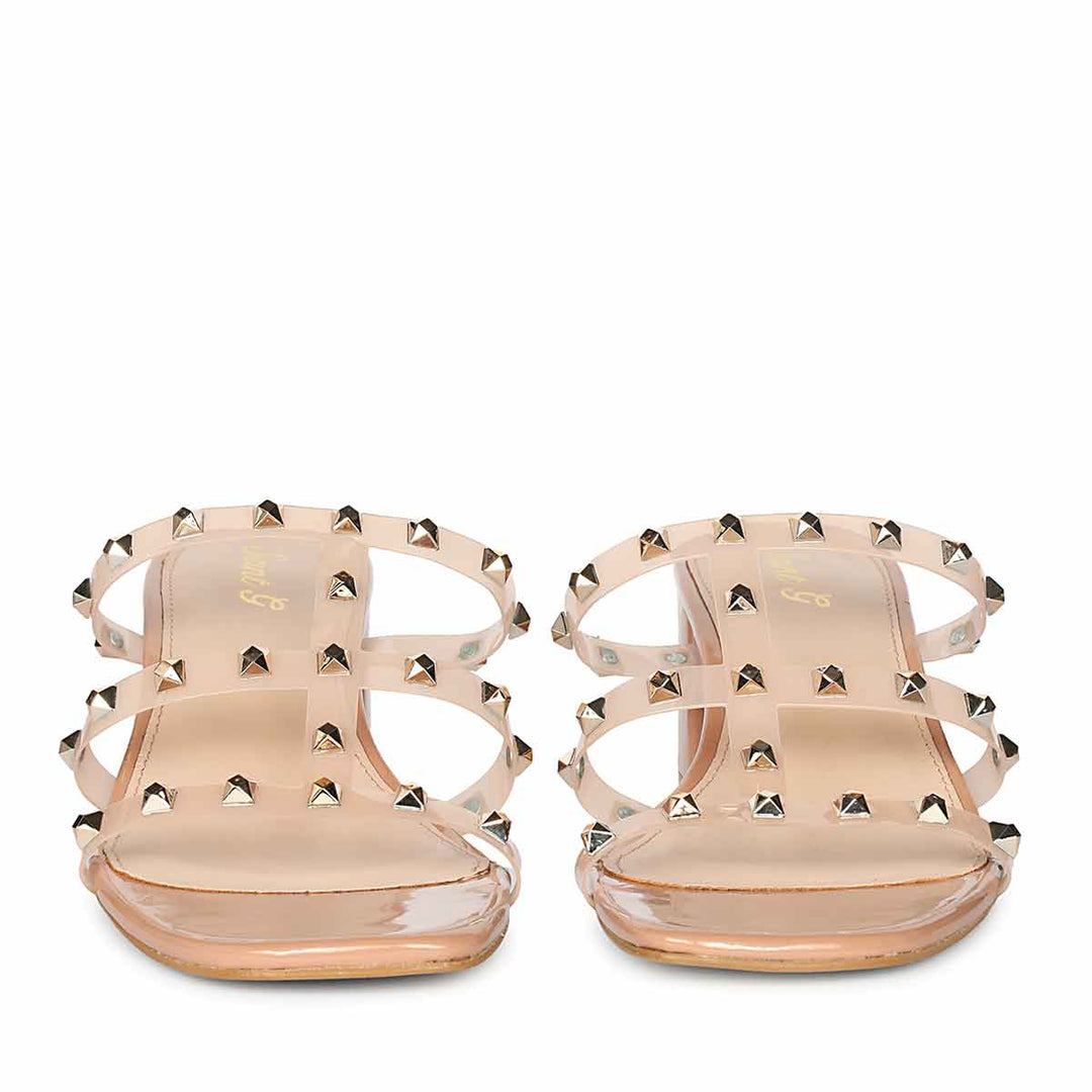 Saint Novara Metal Studded Blush Vegan Leather Heels