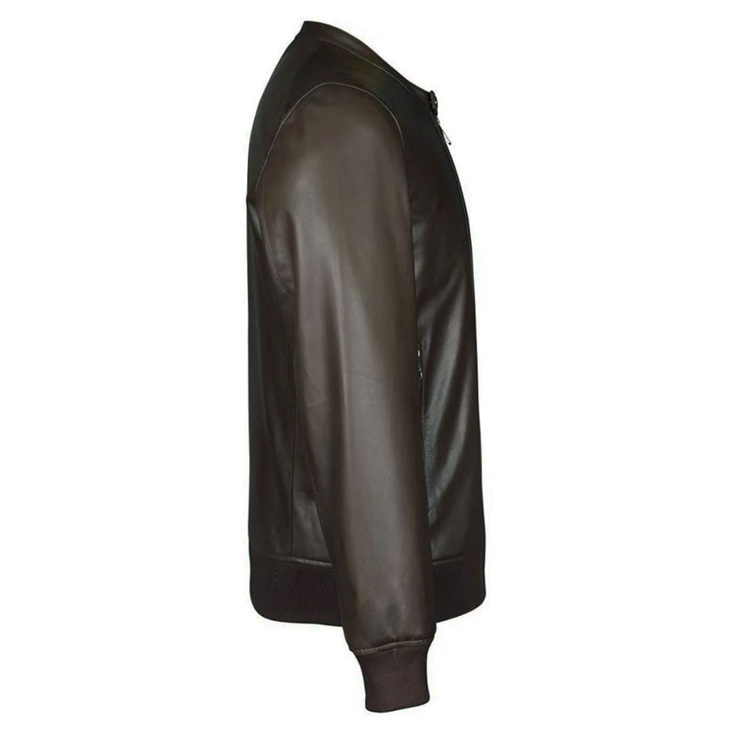 Saint Amorino Brown Leather Men's Bomber Jackets