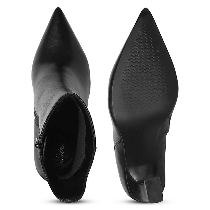 Saint Eliza Pointed-Toe Black Leather Ankle Boots