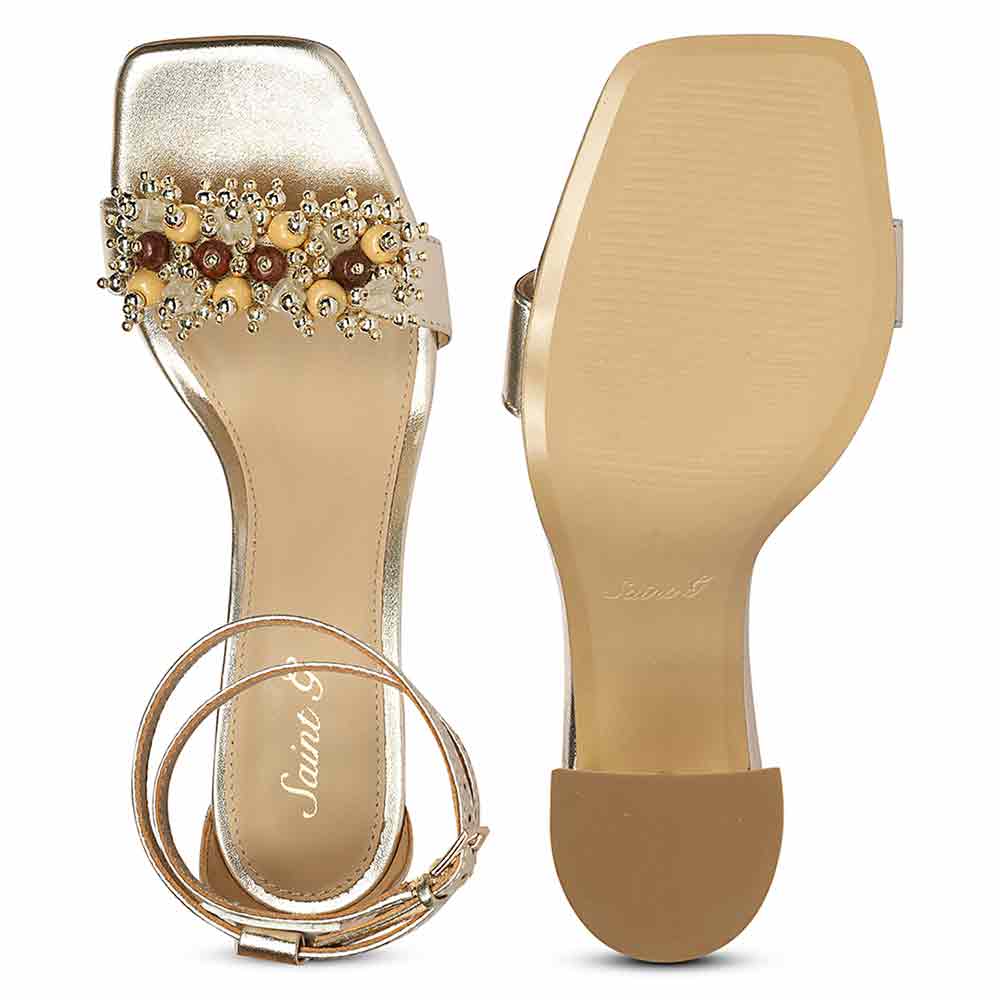 Saint Raquel Jewel Platin Leather Block Heels