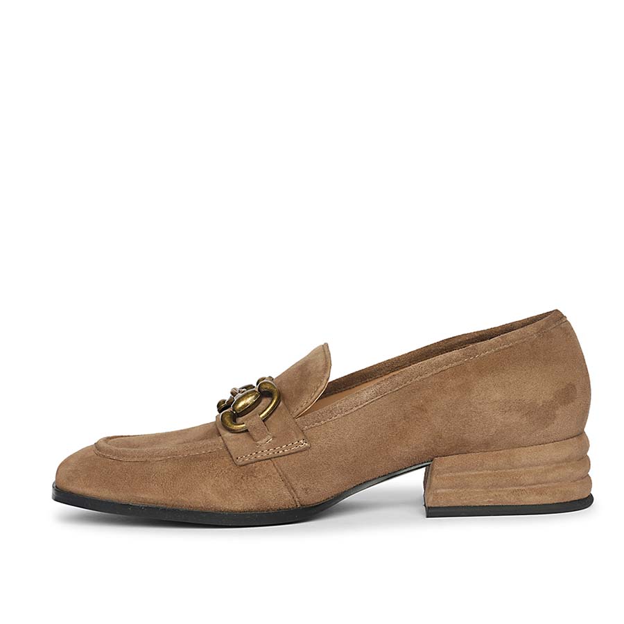 Saint Jacqueline Dark Taupe Suede Leather Moccasins