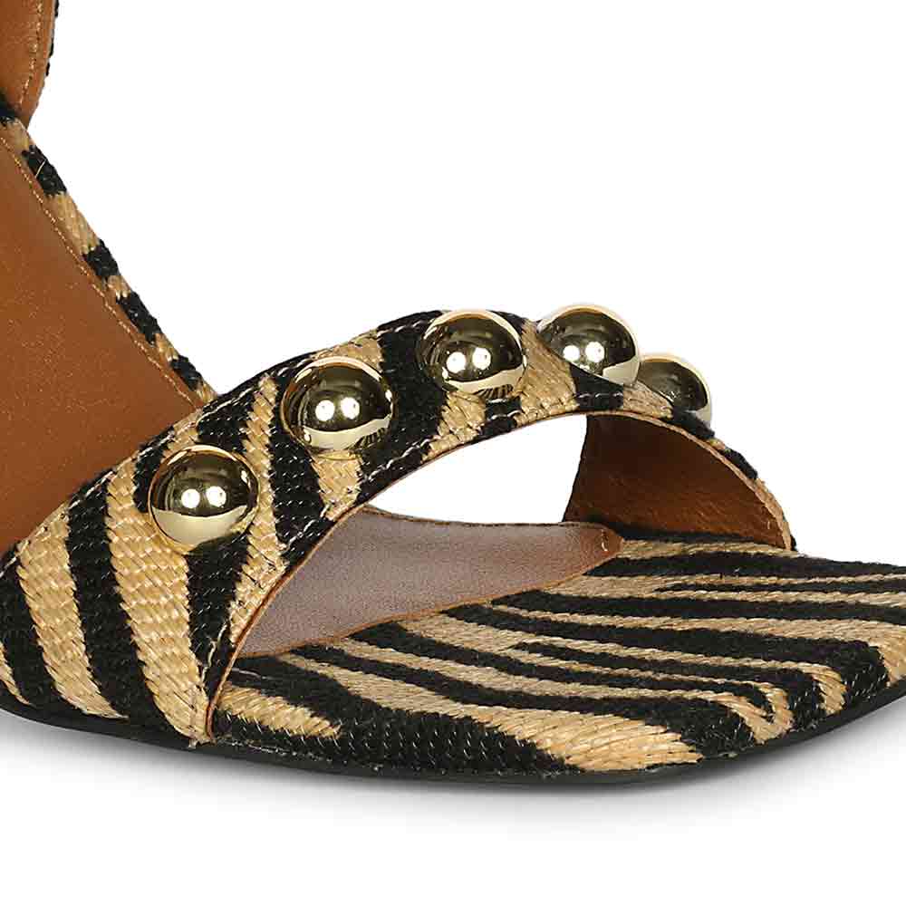 Saint Avery Beige Leopard Raffia High Block Heels