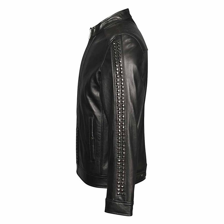Saint Edoardo Studded Black Leather Men's Jackets