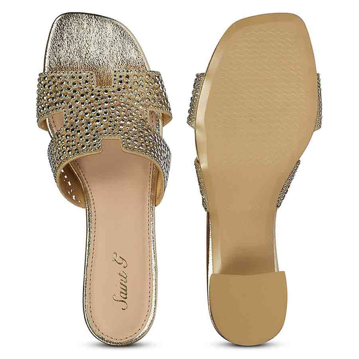 Saint Gold Leather Block Heels