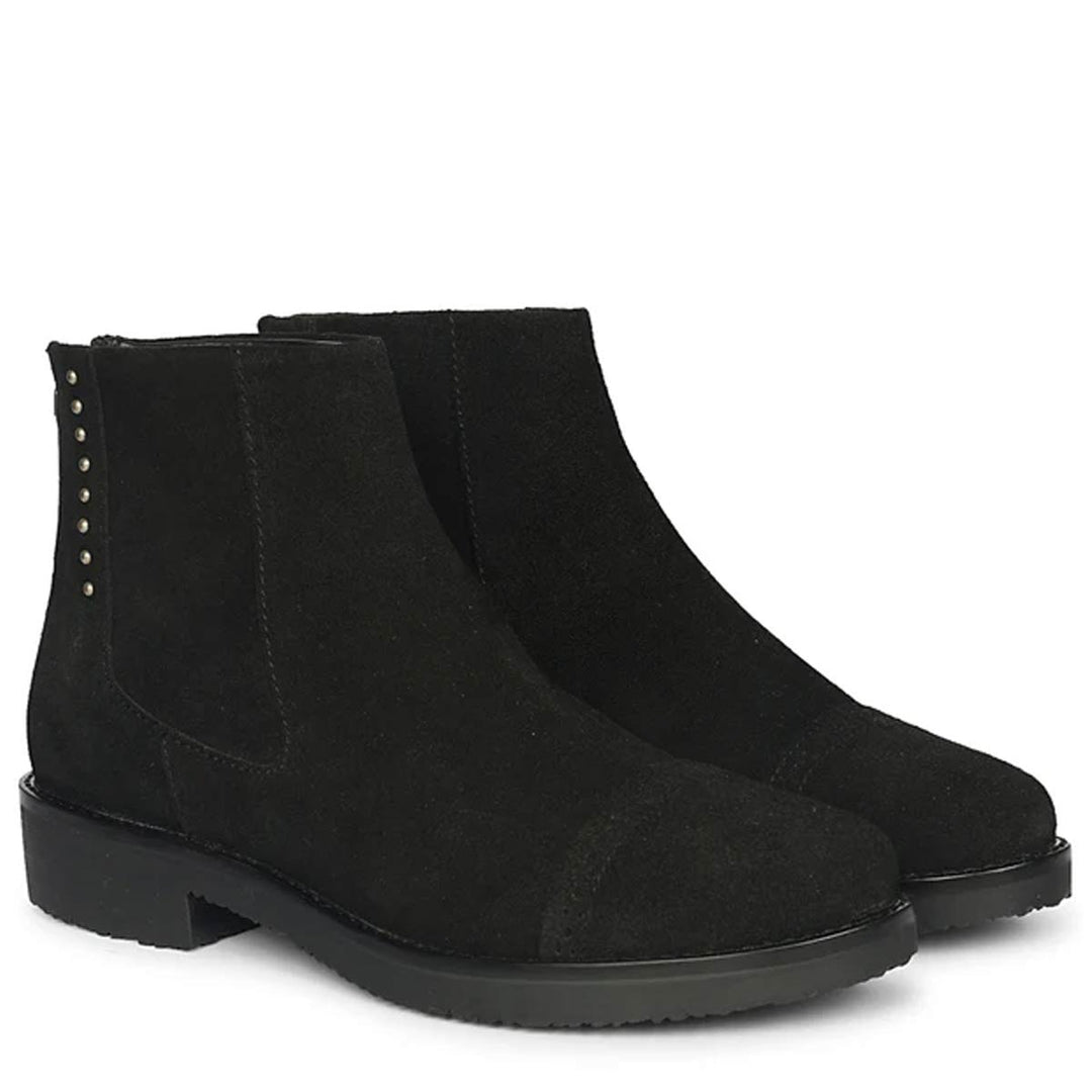 Giada Black Suede Leather Ankle Boots
