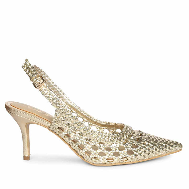 Saint Tamia Platin Hand Woven Leather Pumps