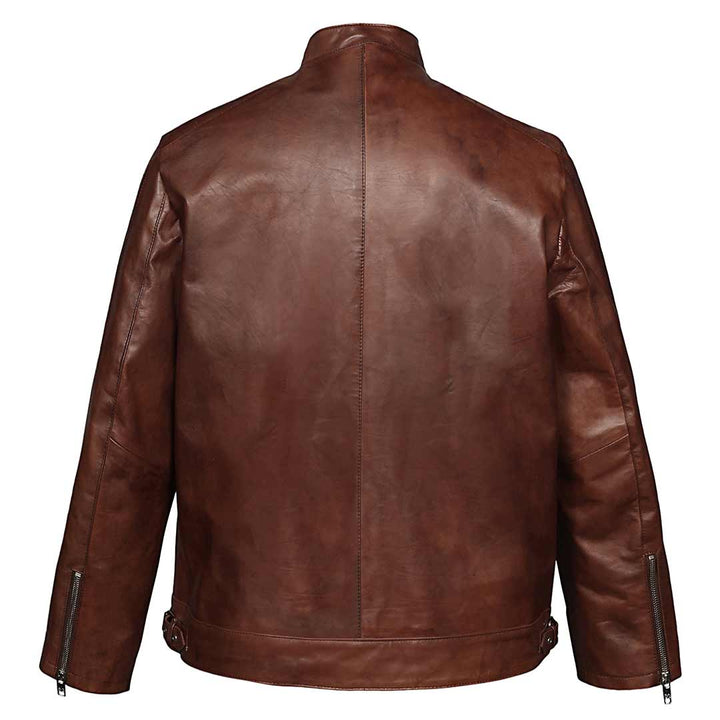 Saint Ellis Burgundy Leather Men's Cafe Racer Jackets