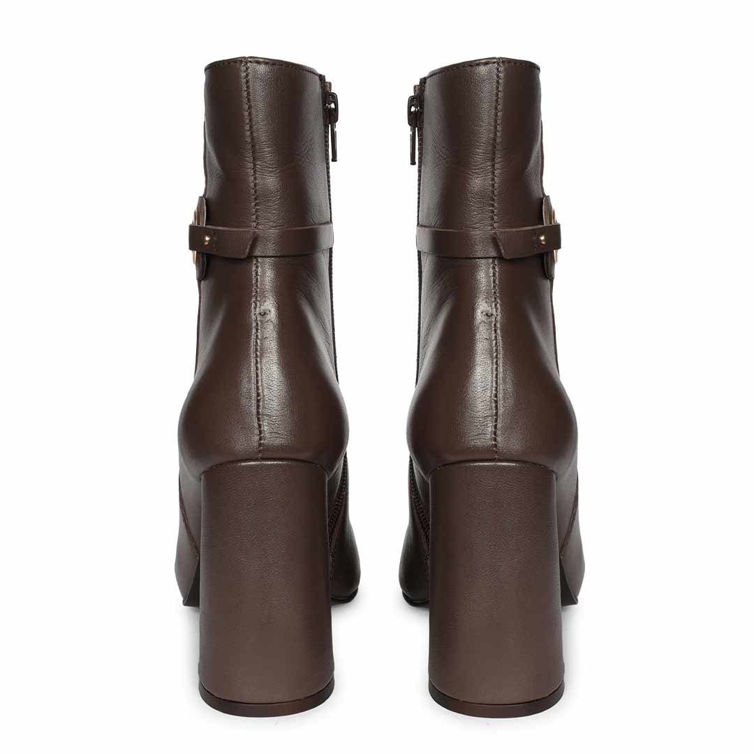 Saint Lana Golden Ring Brown Leather High Ankle