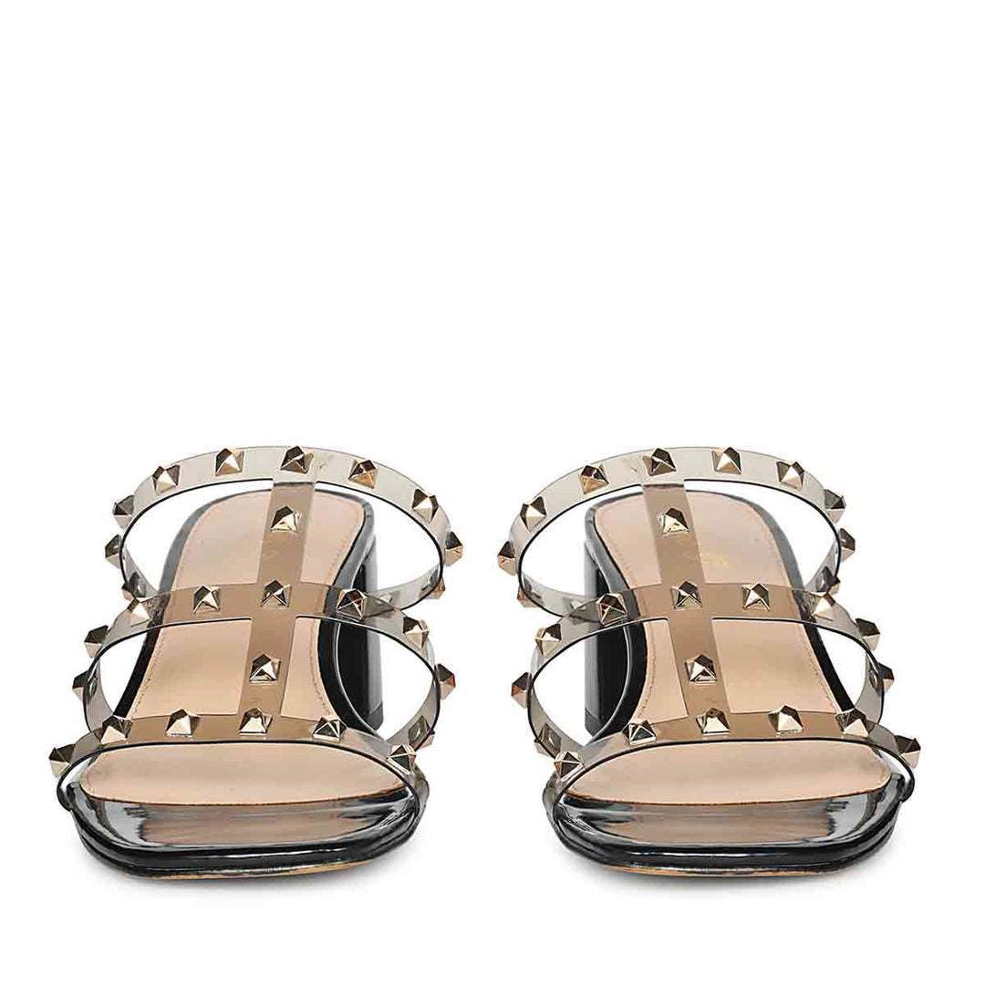 Saint Novara Metal Studded Black Vegan Leather Heels