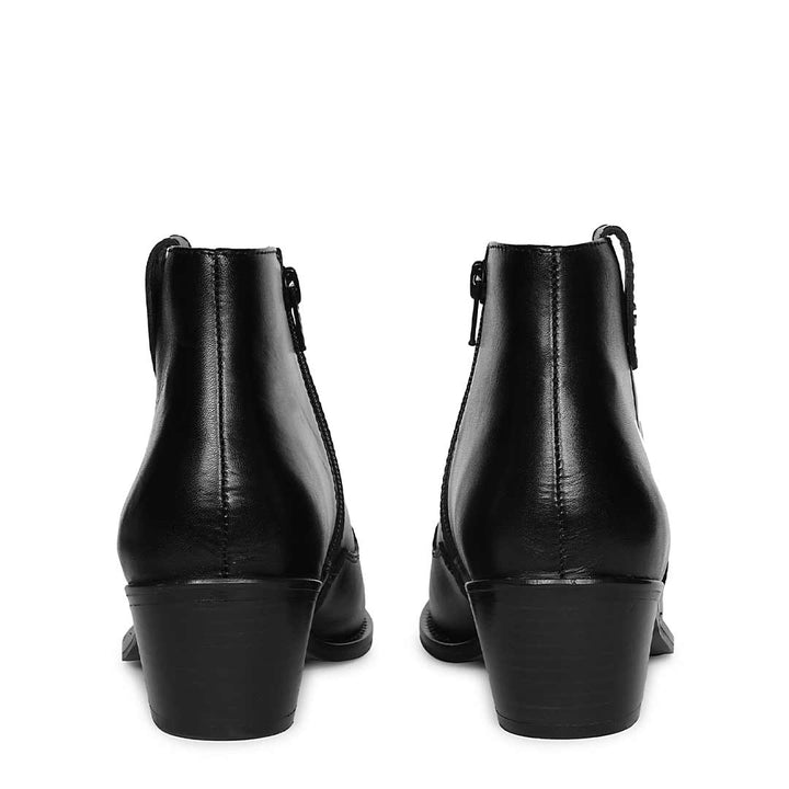 Saint Davina Black Leather Western Ankle Boots